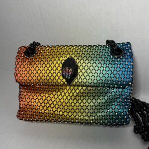Kurt Geiger The Kensington Crossbody Bag Rainbow Fabric Rhinestone Net